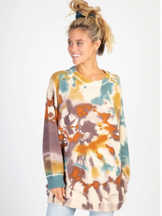 NATURAL LIFE Sweaters - Natural Life Taylor Sunset Oversized Cotton Crewneck Sweater L/XL Tie Dye Boho